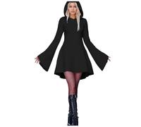 Générique Femmes Bat Hoodie Robes Noir Adulte Halloween Costume Bat Wing Sleeves Vampire Cosplay Party Femme