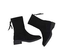 Générique Femmes Boot basses plates daim fermeture éclair Femelles Botte Casual Moderne Cowboy Bottillon Femme Chaudes Elégantes Souple Femmes Bottes à talon carré loisirs Imperméables