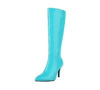 Générique Femmes Boot Hautes À Talons fins Hautes Genoux Chaussures de botte pour femme loisirs Moderne classiques Imperméables Bottes Femelles Chaudes Elégantes Souple Automne Hiver Fashion