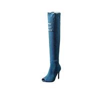 Générique Femmes Boot Hautes À Talons fins stretch Femelles Botte Elégantes Souple Vintage Cowboy Bottes Femelles Confortable Chaudes loisirs Imperméables classiques Tige large Automne Hiver Mode