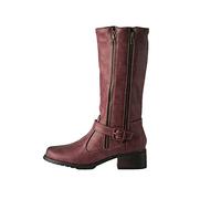 Générique Femmes Boot Mi-Mollet plates rétro Botte pour femme Confortable Souple Elégantes Bottines femmes Chaudes classiques à talon carré Femelle Bottillons Automne Hiver Moderne fermeture éclair