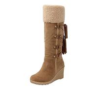 Générique Femmes Boot neige Mi-Mollet Frange Peluche Bottillons Femme Chaudes Imperméables Souple Elégantes Bottes pour femmes loisirs classiques cuir véritable Femme Bottine Mode Automne Hiver