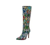 Générique Femmes Botte Hautes Genoux Talons hauts et fins Femelles Bottillon Souple Elégantes Chaudes rétro Femme Bottine Confortable Imperméables Femme Boots classiques cuir véritable Mode