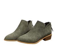Générique Femmes Bottes Courte plates Cuir Verni Chaussures de botte pour femme rétro Moderne Travail Bottillons Femme Cowboy Confortable Femelles Bottillon Elégantes Chaudes cuir véritable