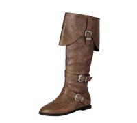Générique Femmes Bottes Mi-Mollet plates Chevalier Bottes pour femme Confortable Imperméables Automne Hiver Femme Bottillon Chaudes Souple classiques Casual Femmes Botte cuir véritable Mode