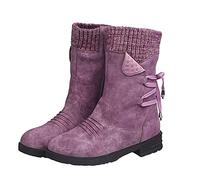 Générique Femmes Bottillon basses stretch plates Botte Femme Chaudes Imperméables Vintage Tige large Bottes pour femmes Souple Confortable classiques Femme Bottine Mode Automne Hiver