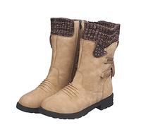 Générique Femmes Bottillon basses stretch plates Botte Femme Chaudes Imperméables Vintage Tige large Bottes pour femmes Souple Confortable classiques Femme Bottine Mode Automne Hiver