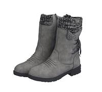 Générique Femmes Bottillon basses stretch plates Botte Femme Chaudes Imperméables Vintage Tige large Bottes pour femmes Souple Confortable classiques Femme Bottine Mode Automne Hiver