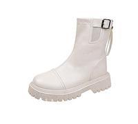 Générique Femmes Bottillons Courte Rond Bottes Femmes Confortable Chaudes Casual Bottines femme Souple Imperméables classiques Moderne Femme Boots cuir véritable Couleur unie Automne Hiver