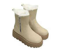 Générique Femmes Bottines neige plates fermeture éclair Femme Boot Imperméables Souple Elégantes Bottes Femme Chaudes Vintage rétro Confortable Bottes Femelles Casual Automne Hiver Moderne Fashion