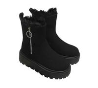 Générique Femmes Bottines neige plates fermeture éclair Femme Boot Imperméables Souple Elégantes Bottes Femme Chaudes Vintage rétro Confortable Bottes Femelles Casual Automne Hiver Moderne Fashion