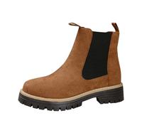 Générique Femmes Bottines Vintage Cuir Chunky Talons Bas Chelsea Cowboy Bottes Cheville Chaussons AntidéRapante LéGèRes Confortable Motardes Slip On Chaussures D'hiver En Plein Air pour Femmes