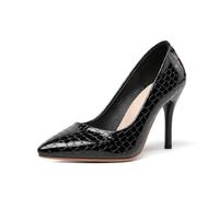 Générique Femmes Bout Pointu Cuir Verni Escarpins De Robe Glisser sur Chaussures De Soirée Talons Aiguilles Alto Chaussures De Fête Et De Bal,Noir,35.5 EU