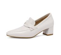 Générique Femmes Carrés Bouts Pointus Mocassins Glisser sur Chaussures De Robe De Bureau Talon Bloc Moyen Chaussures De Travail,Blanc,36 EU