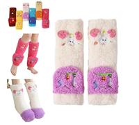 Générique Femmes chaussettes en peluche en polaire confortable, jolie maison de dessins animés chaussettes d'hiver, chaussette thermique douce épaisse confortable (White,Taille unique)