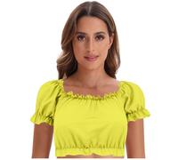Générique Femmes Chemisier Traditionnel,Transparent Dentelle Haut Gilet Femme Oktoberfest Sexy Chic Hauts LéGante Top Et Elegant Chemise Extensible V Profond Clubwear