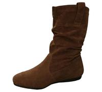 Générique Femmes Cuissardes Rondes Décontractées Bottes Femmes Chaussures Bout Latéral Plat Fermeture Éclair Bottes Rétro Bottines Western Vintage Casual Bottines Hiver
