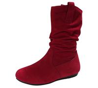 Générique Femmes Cuissardes Rondes Décontractées Bottes Femmes Chaussures Bout Latéral Plat Fermeture Éclair Bottes Rétro Bottines Western Vintage Casual Bottines Hiver