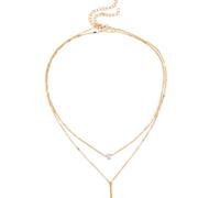 Générique Femmes en couches or collier ensemble - Trendy long collier avec Teardrop Crystal & Bar Pendentif, accessoires de mode pour la tenue quotidienne