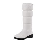 Générique Femmes grande taille couleur unie plate forme mi pente bottes de neige imperméable l'eau haut baril épaissi bottes en coton Sandales Plateforme Pour Femmes Habillées (White, 38)