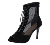 Générique Femmes High Top Chaussures de Danse Bottes de Salon Noires Salsa Tango Sandals Girl Fashion Party Mesh Coue High Heel