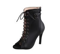 Générique Femmes High Top Chaussures de Danse Bottes de Salon Noires Salsa Tango Sandals Girl Fashion Party Mesh Coue High Heel