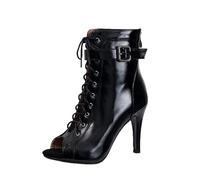 Générique Femmes High Top Chaussures de Danse Bottes de Salon Noires Salsa Tango Sandals Girl Fashion Party Mesh Coue High Heel