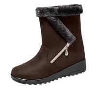 Générique femmes hiver troupeau cales fermeture éclair garder au chaud bottes de neige confortable mi bottes chaussures Tennis Chaussette (Brown, 43)