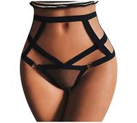 Générique Femmes Lingerie G-String Mémoires sous-Vêtements Culottes T String Strings Lingerie Jarretelle (Black, XL)