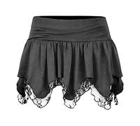 Générique Femmes Mini Jupes Couleur Unie Patchwork Mini Jupe à Volants Décontracté Mode Confortable Taille Basse Plissées Jupes Classique Sexy Short Jupes pour La Vie Quotidienne Femme