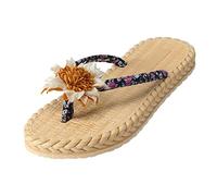 Générique Femmes multicolore Floral string pantoufles plat Floral sangle string pantoufles plage plat Jolies Chaussures Plates Noires Pour Femmes Habillées (White, 39)