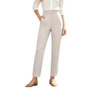 Générique Femmes Pantalons décontractés Taille Haute Tissu Polyester élasthanne Haute densité de Travail Professionnels Larges élégants et Lisses avec Poches