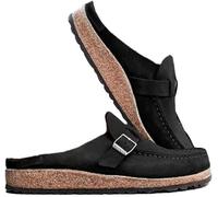 Générique Femmes Plat Sandales Été Plat Pantoufle Bout Rond sans Dos Nu Slip sur Chaussures Confortable À Bout Fermé Dame Chaussures De ModeBlack,42