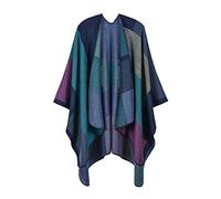 Générique Femmes Ponchos Multiway Sherpa Polaire Châles Wraps Hiver Chaud Doux Grosse Cape avec Boutons Couverture À Carreaux Poncho Surdimensionné pour La Maison Bureau École