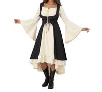 Générique Femmes Robes MéDiéVale Robe pour femme Costume Renaissance Moyen Age Dres Medievale Vintage Couleur Uni Cosplay Deguisement Déguisement Sorcière Vampire maxi Halloween fête
