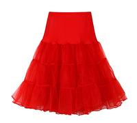 Générique Femmes Taille Haute Pleated Short Skirt Adulte Tutu Dancing Skirt Red M