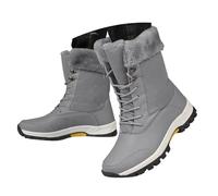 Générique Femmes Thick Soled Fleece Lined Warm Boots Stylish Casual Lace Up Mid Calf Outdoor Plush Boots Compensées Pour Femmes Sexy Bout Fermé (Grey, 41)