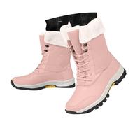 Générique Femmes Thick Soled Fleece Lined Warm Boots Stylish Casual Lace Up Mid Calf Outdoor Plush Boots Compensées Pour Femmes Sexy Bout Fermé (44)