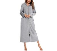 Générique Femmes vêtements de Nuit Robe Longue à Manches Longues Robe de Chambre Zip-Avant à Capuche Peignoir Kimono Robes Robe de Chambre