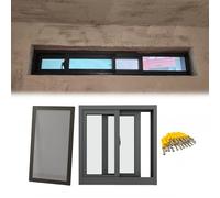 Générique Fenêtre Coulissante De sous-Sol avec Vitrage, Fenêtres D'abri De Jardin avec Moustiquaires, Cadre en Alliage D'aluminium, Imposte pour Salle De Bain, Garage, Douche(76x60cm)