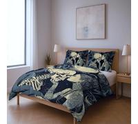 Générique Fermeture Parfaitement Cousue Lavage en Machine à Froid Doux Parure de lit, Gris Crâne Baiser Serpent Plein Adapté pour la Chambre