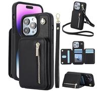 Générique Fertilvrsus Phone Case, Fertilvrsus Wallet Case,Leather Flip Cover with Hand Strap, with Card Slots, Crossbody Lanyard for iPhone 15/14/13/12 Pro Max (for iPhone13,Black)