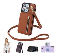 Générique Fertilvrsus Phone Case, Wallet-Style Case for 15/14/13/12/11/X/8/7/SE Series, PU Leather Flip Cover with Hand Strap, with Card Slots, Crossbody Lanyard (Brown,7/8/SE2/SE3)