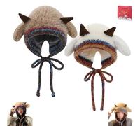 Générique Festive Christmas Antler Hat, Festive Christmas Antler Hat & Handbag 2-in-1, Cute Windproof Convertible Knitted Antlers (B,2PCS)