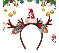 Générique Festive Holiday Headbands - Deer Santa Hat for Family | ABS+Cloth with Funny Festival Style, Perfect for Women Girls School Vacation Gathering Dress Up Favors