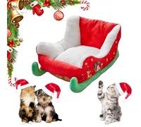 Générique Festive Plush Cosy Dog Bed - Christmas Sleigh, Sleigh Dog Bed, Festive Cozy Insulated Nest, Photo Props, for Winter Holiday Puppy Animal Calming Sleeping Cat Kitten Cold Weather Nights Cozy