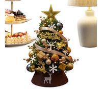 Générique Festive Tabletop Tree, 45cm Golden Coffee Mini Tree with Lights and Ornaments, Desktop Decoration for Room Office Home Holiday Celebrations and Gatherings, Lightweight andd Tabletop-Sized