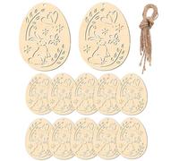 Générique Festive Timber - Unfinished Easter Egg Ornaments for DIY | Eco Friendly Solid Wood with Blank Canvas & Lightweight Hanging Design for Family Gatherings, Bedrooms and Apartments