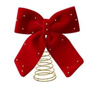 Générique Festive Tree Topper - Red Ornament with Velvet Bow | Large Christmas Decoration for Indoor Outdoor Party, Home Mantle Table Shelf Farmhouse Offices Patio Porch Yard