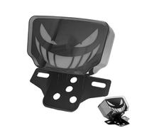Générique Feu Arrière Moto, 12V Feu Stop et Clignotant, Arrière Motocyclette Visage Sourire Effrayant, pour Modification Longs Trajets Conduite Faible Visibilité Autoroute